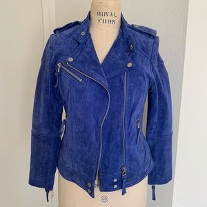 MANGO (MNG) genuine suede leather moto jacket
